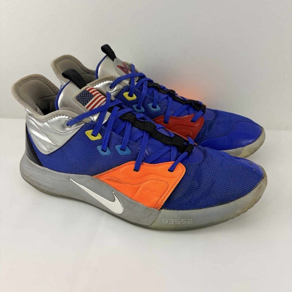 Nike PG 3 NASA Apollo 14 Blue Orange Basketball Shoes Men's Size 13 Space Rare
